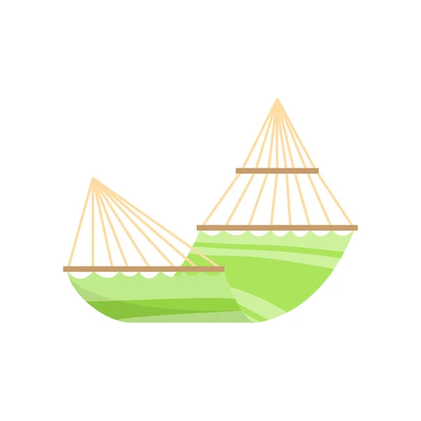 Hamac vert lime avec fil jaune et barres de bois — Image vectorielle
