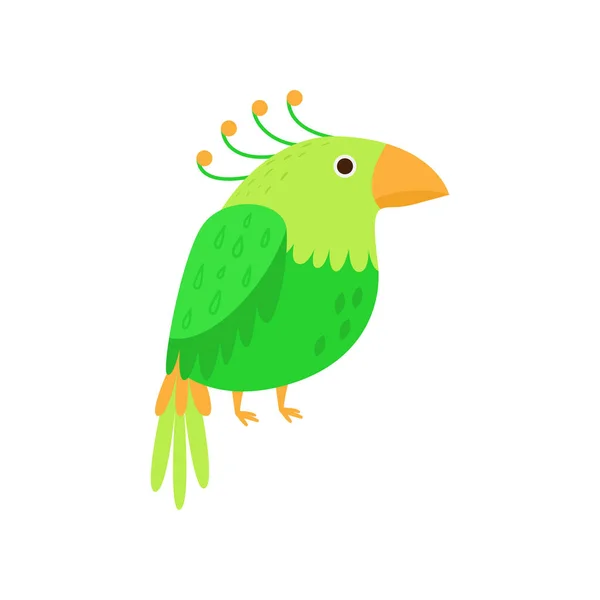 Verde colorido loro amazona, lindo pájaro del zoológico — Vector de stock