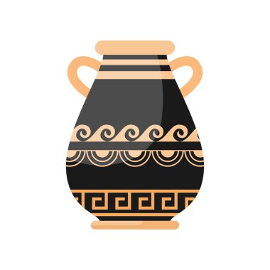 Antik siyah sarı renk Yunan geniş vazo