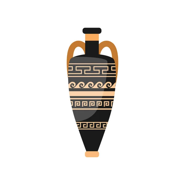 Bruine zwarte Griekse Amphora vaas met sier stijl — Stockvector
