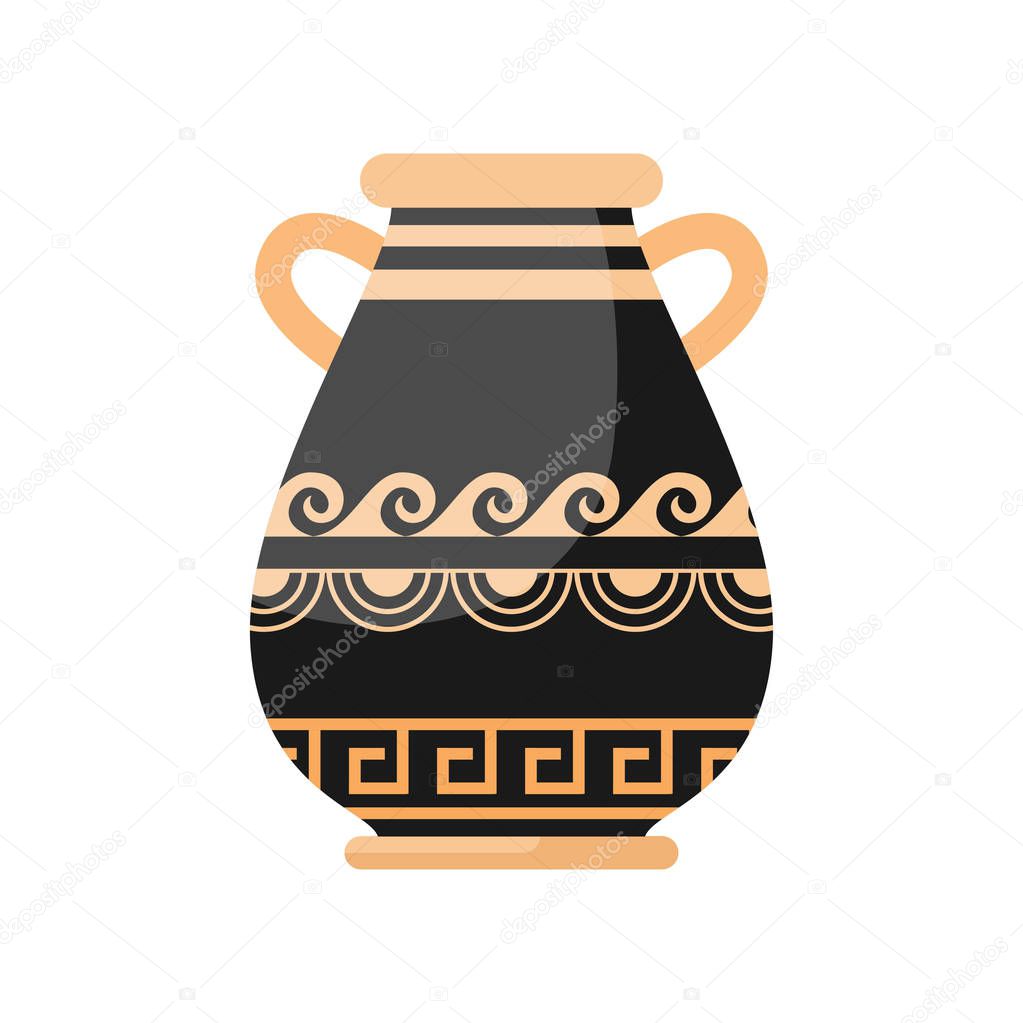 Ancient black yellow color greek wide vase