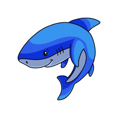 Huzurlu sevimli mavi beyaz köpekbalığı bekleyen balık gıda