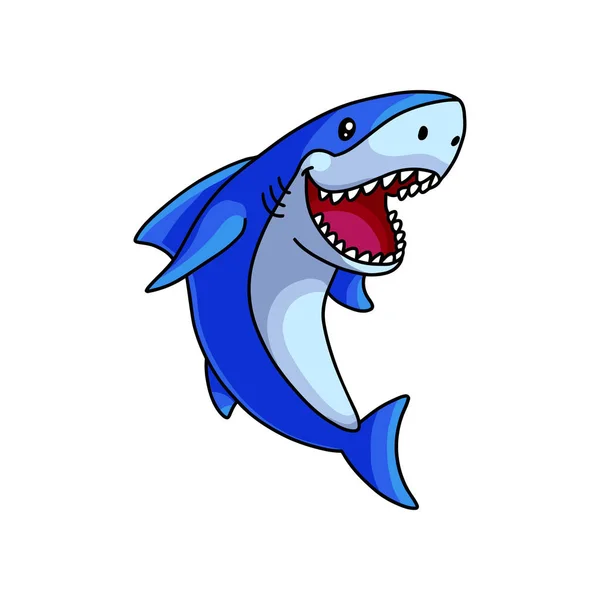 Söpö suu valkoinen sininen valtameri hai — vektorikuva