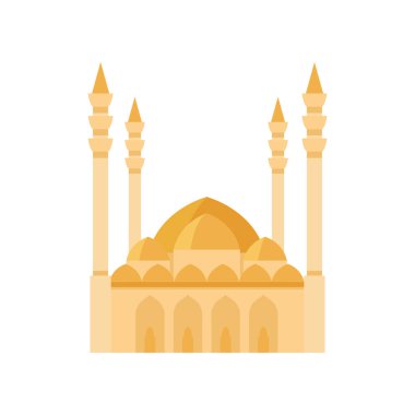 Cami bina sarı renk vektör illüstrasyon. Beyaz arka planda vektör çizimi