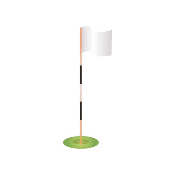 Bâton blanc blanc drapeau de golf dans l'herbe verte — Image vectorielle