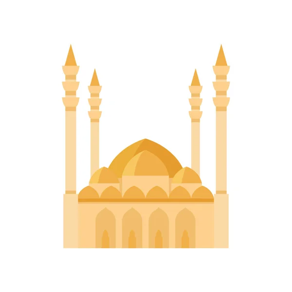 Mesquita edifício amarelo cor vetor ilustração. Ilustração vetorial sobre fundo branco — Vetor de Stock