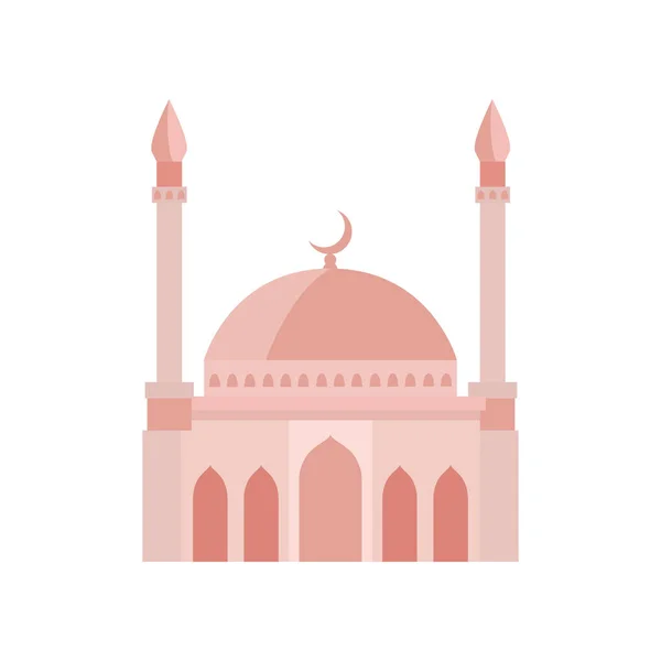 Mesquita edifício bege cor vetor ilustração. Ilustração vetorial sobre fundo branco —  Vetores de Stock