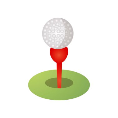 Kırmızı tee golf topu simgesi, yeşil çim alan