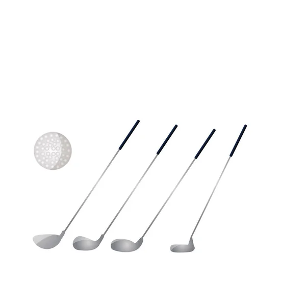 Set Golfschläger aus Metall mit weißem Ball für die Meisterschaft — Stockvektor