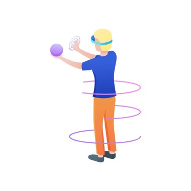 Sarışın çocuk sanal gerçeklikte el kürealmak