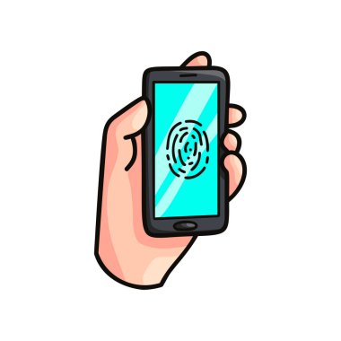 Parmak izi güvenlik kilidine sahip modern akıllı telefon cihazı