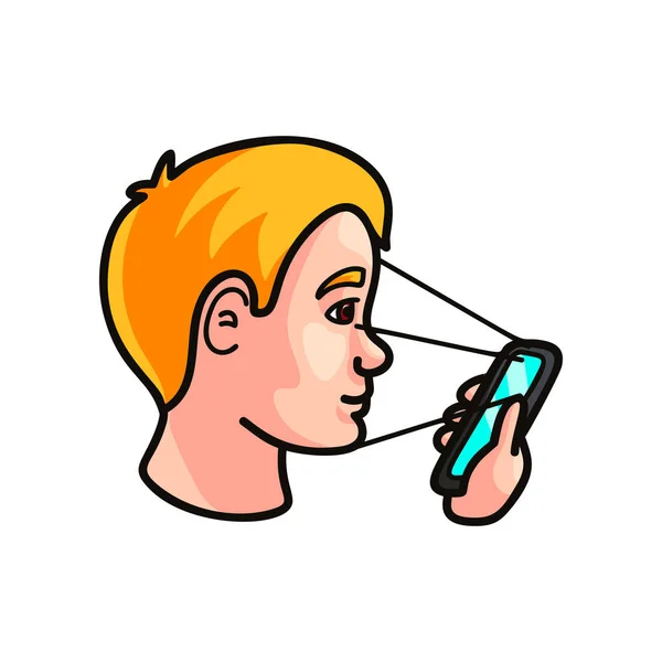 Moderno smartphone con nuova sicurezza di riconoscimento facciale sbloccare — Vettoriale Stock