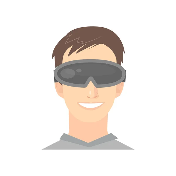 男人在视频游戏中戴着虚拟现实护目镜 — 图库矢量图片