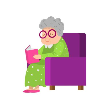 Yeşil elbiseli yaşlı yaşlı kadın kitap okuyor