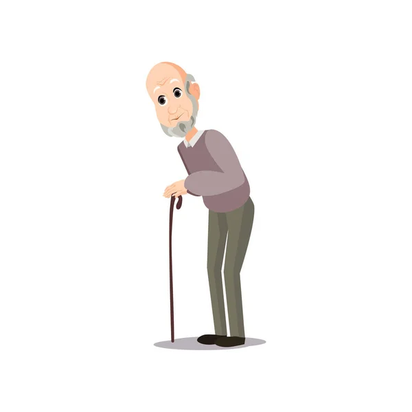 在城市公园，走在木手杖的老人 — 图库矢量图片
