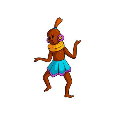 Mavi etek ile dans sevimli afrika kabilesi kız