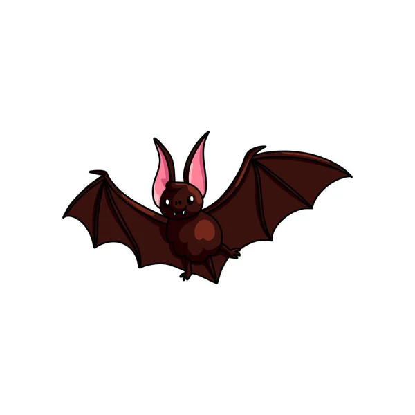 갈색 귀여운 비행 박쥐, 공포 동굴 동물 — 스톡 벡터