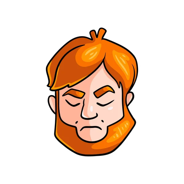 Face of nervous face of redhead man with closed eyes — Stock Vector