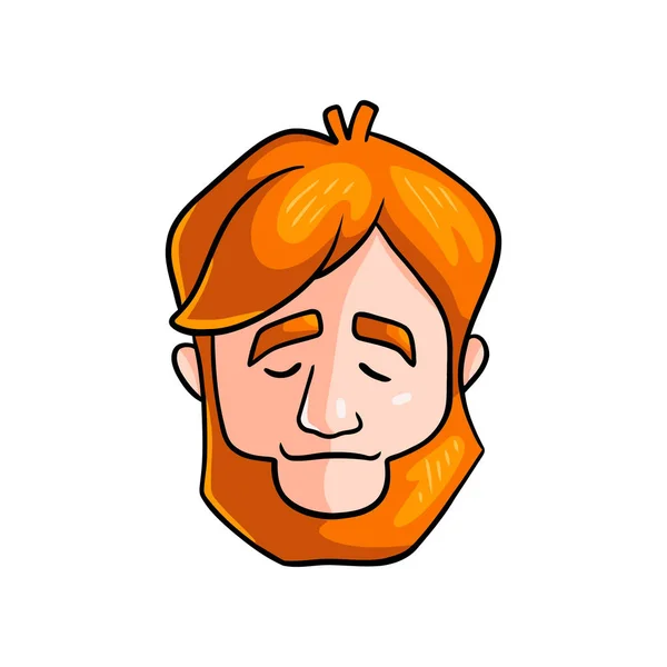 Vreedzame gezicht van Redhead man zonder emotie of geest — Stockvector