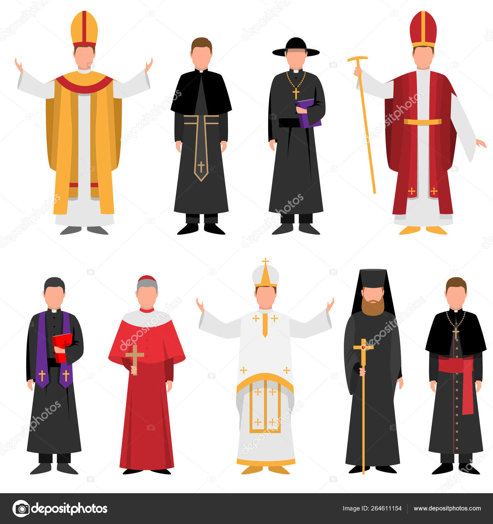 Sæt af i katolsk eller kristen religion i forskellige tøj af ©greenpic.studio 264611154