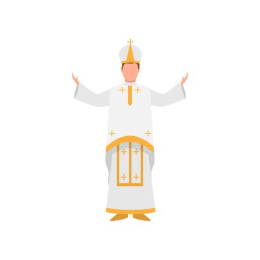 Altın süs ile beyaz giysiler içinde Vatikan papa francisco rahip