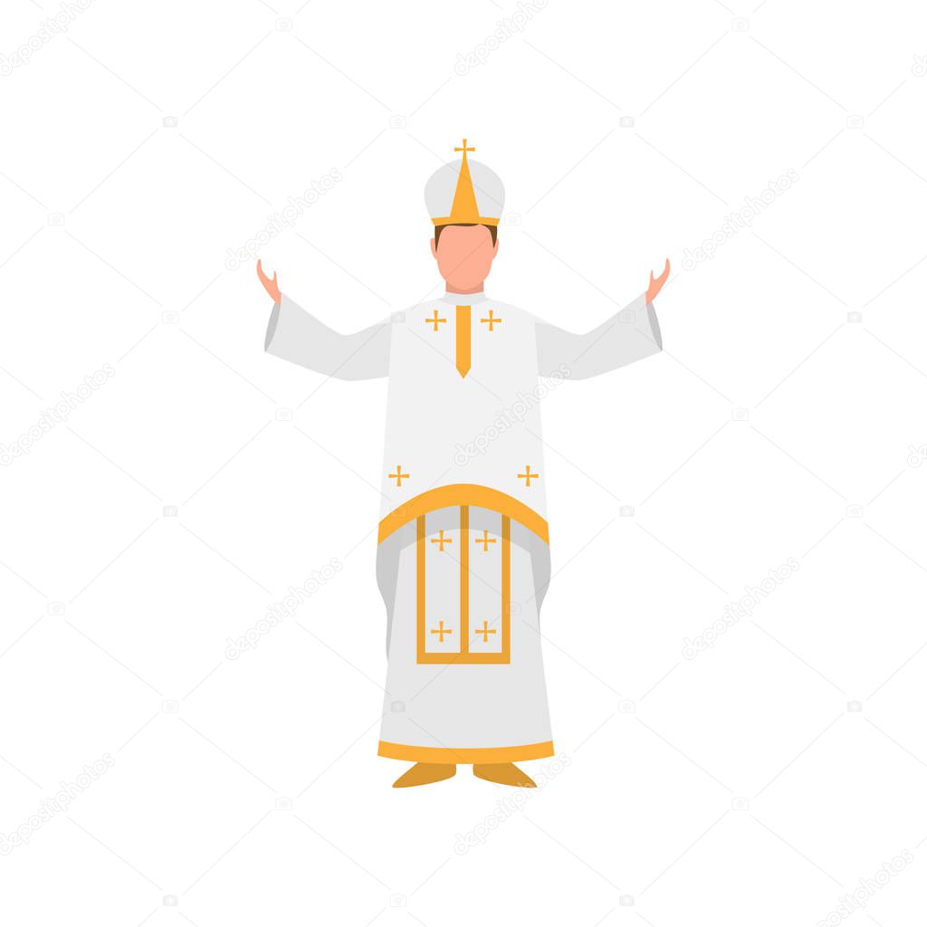 Vatican papa francisco priest in white clothes with gold ornament