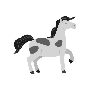 Yüksek kafalı ve siyah saçlı ve lekeli gri at