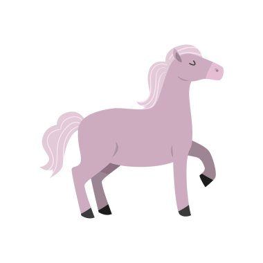 Açık pembe at gıda yere baş ile yürüyüş