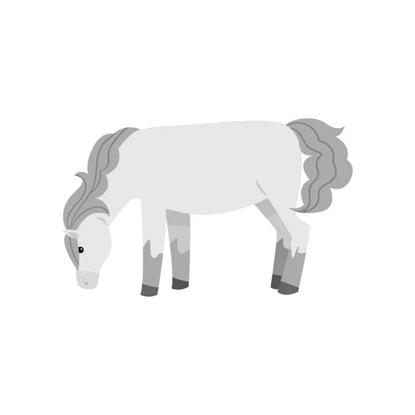 Cavallo bianco da fattoria villaggio mangiare erba verde — Vettoriale Stock
