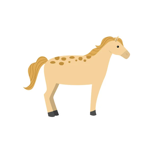 Caballo amarillo con pelo dorado y piel punteada con pata negra — Vector de stock