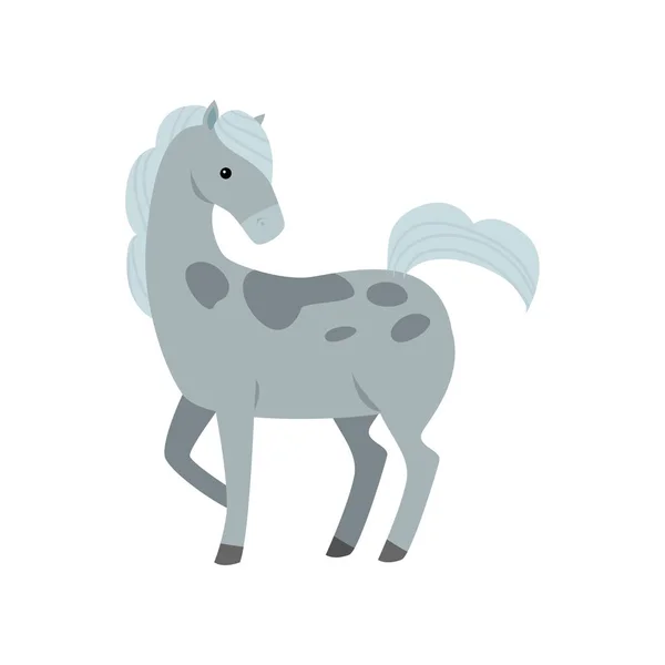 Mignon beau cheval gris avec peau pointillée de la ferme — Image vectorielle