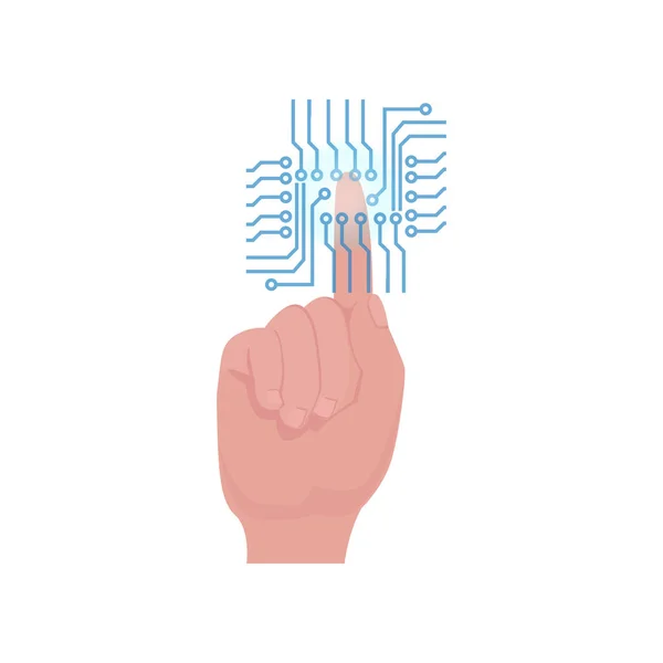 Tecnología moderna de huellas dactilares escanear mano dedo suave — Vector de stock