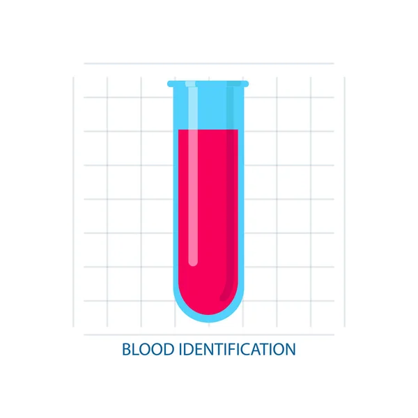 Ідентифікація крові, в хімічній або медичній пробірці, сучасні — стоковий вектор