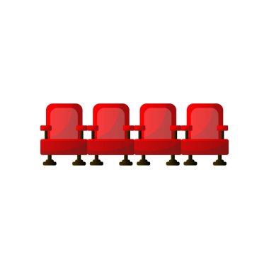Şehir sineması veya kültür kulübünde dört kırmızı koltuk hattı