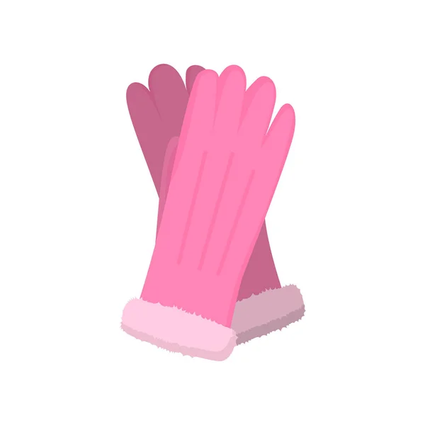 Moda różowy skórzane Rękawice zimowe, dla seksownej Pani — Wektor stockowy