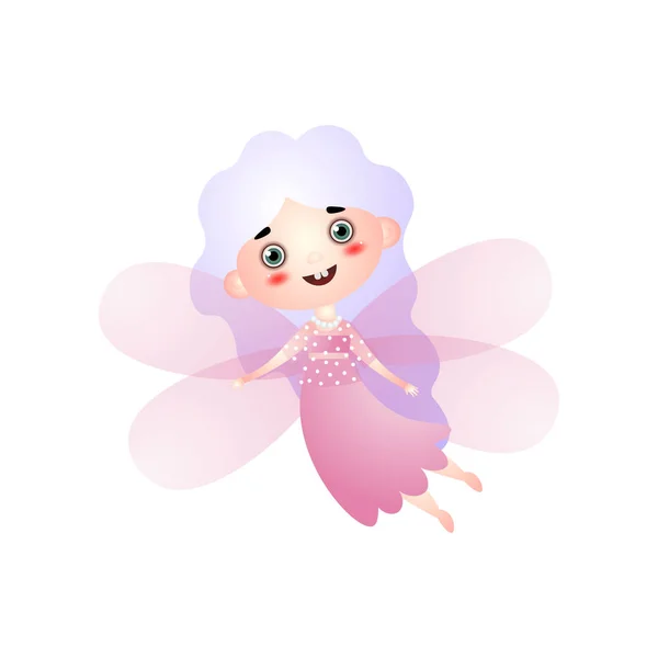 Милая девушка в сказочном костюме с розовыми крыльями — стоковый вектор
