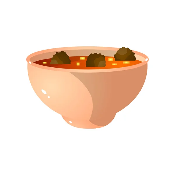 Глибока миска веганського супу зі свіжих овочів та фруктів — стоковий вектор