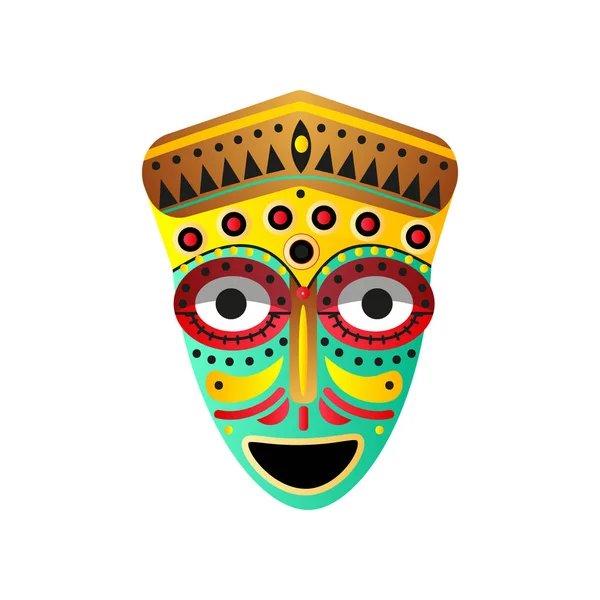Büyük gözlü Afrika zulu maskesi altın maske — Stok Vektör