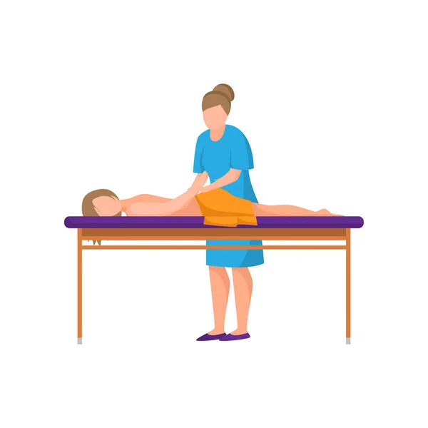 Лечебный массаж в городском салоне, профессиональная медицинская женщина — стоковый вектор