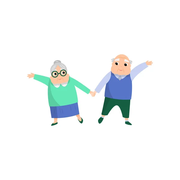 Kadın ve erkek dans Sevimli güzel yaşlı çift — Stok Vektör