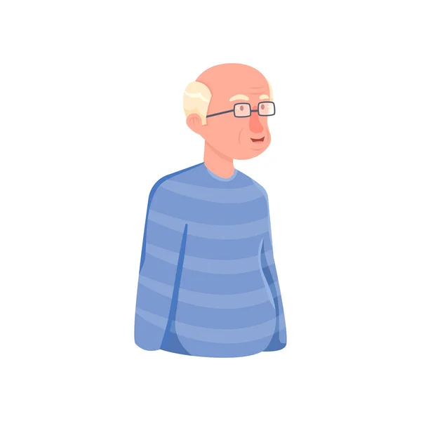 Avatar hombre mayor calvo con gafas de vista modernas con suéter — Archivo Imágenes Vectoriales
