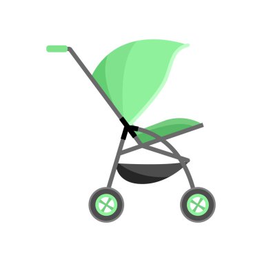 Yeşil renkli bebek arabası, ek sepet ile çocuk bebek arabası