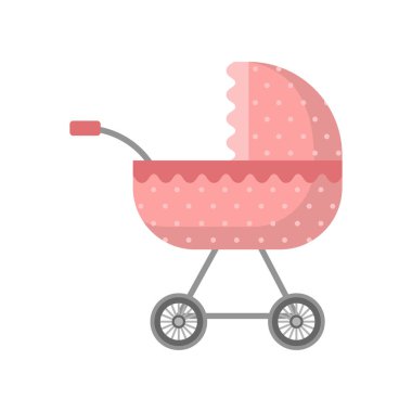 Beyaz noktalı tasarımı ile sevimli retro kırmızı renkli bebek arabası