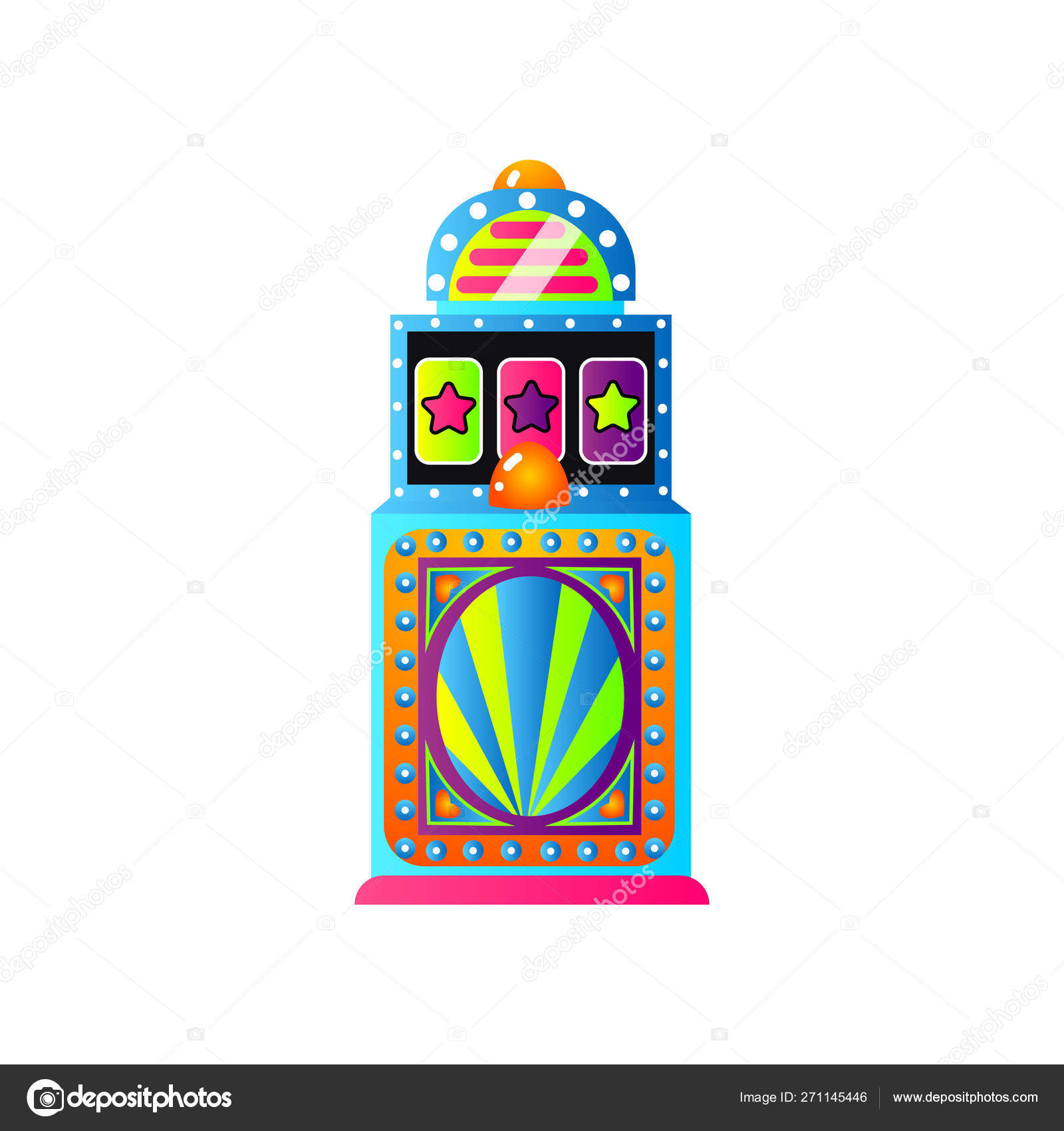 Разноцветный Игровой Автомат С Голубыми Полосами И Звездами Экрана.