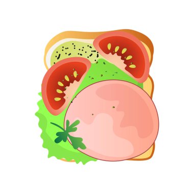 Dilim domates ve et süt sosis ile Ekmek sandviç