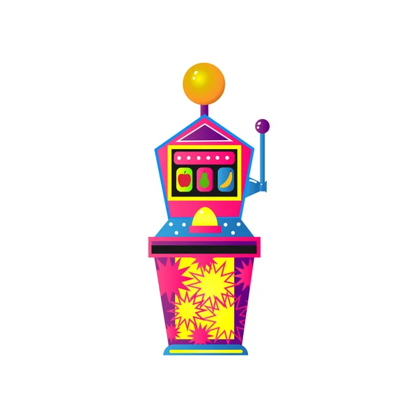 Casino slot machine with fruits like apple, banana, pear — Stock Vector