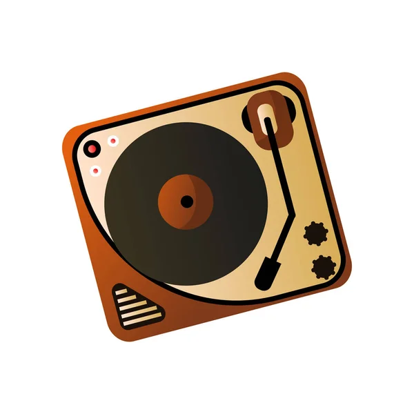 Old retro vintage vinyl player, home media device — Stock Vector