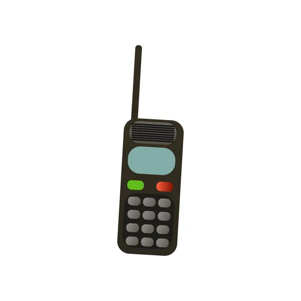 Antiguo teléfono móvil retro con antena con botones de plástico — Vector de stock