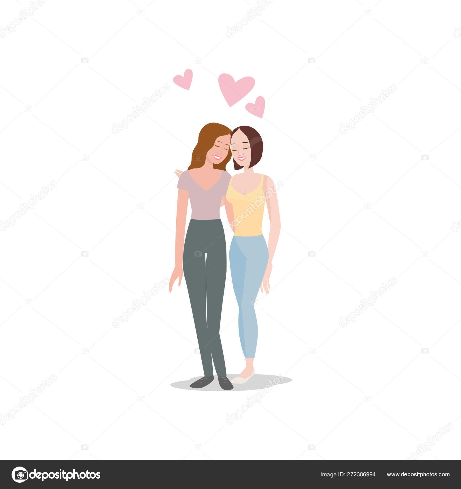 Two sexy, cute and young student girlfriends in love Stock Vector by ©greenpic.studio 272386994 image image