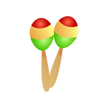 Modern müzik aleti maracas, kırmızı, sarı, yeşil renk